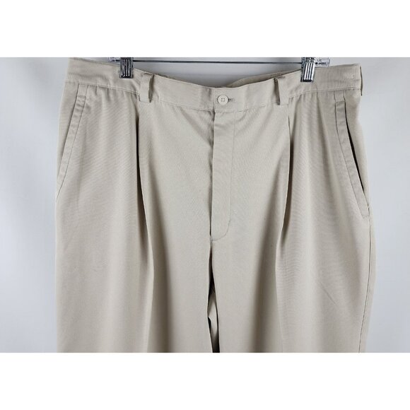 Nike Golf Pants Mens 40x30 Fit Dry 198586-261 Beige Pleated Front Cuffed - Picture 2 of 11